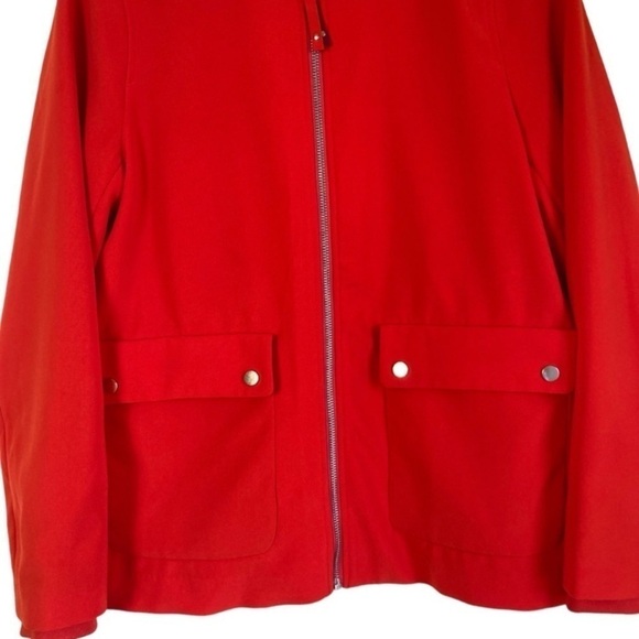 H&M Vivid Coral Red Zip up Bomber Style Minimalist Jacket Preppy Fall Coat Sz 8 - Picture 4 of 16